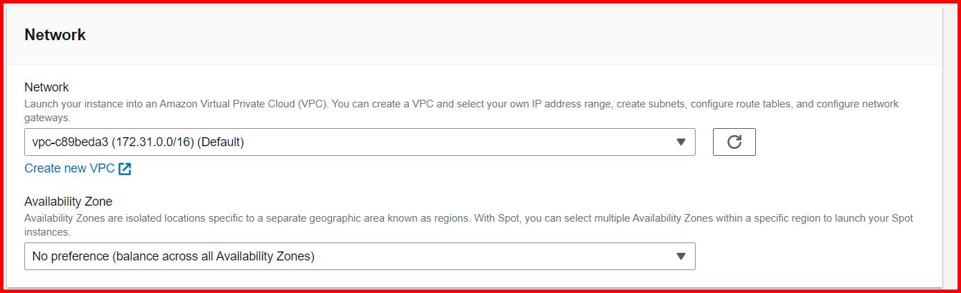 Picture showing the Create Spot Fleet Request screen